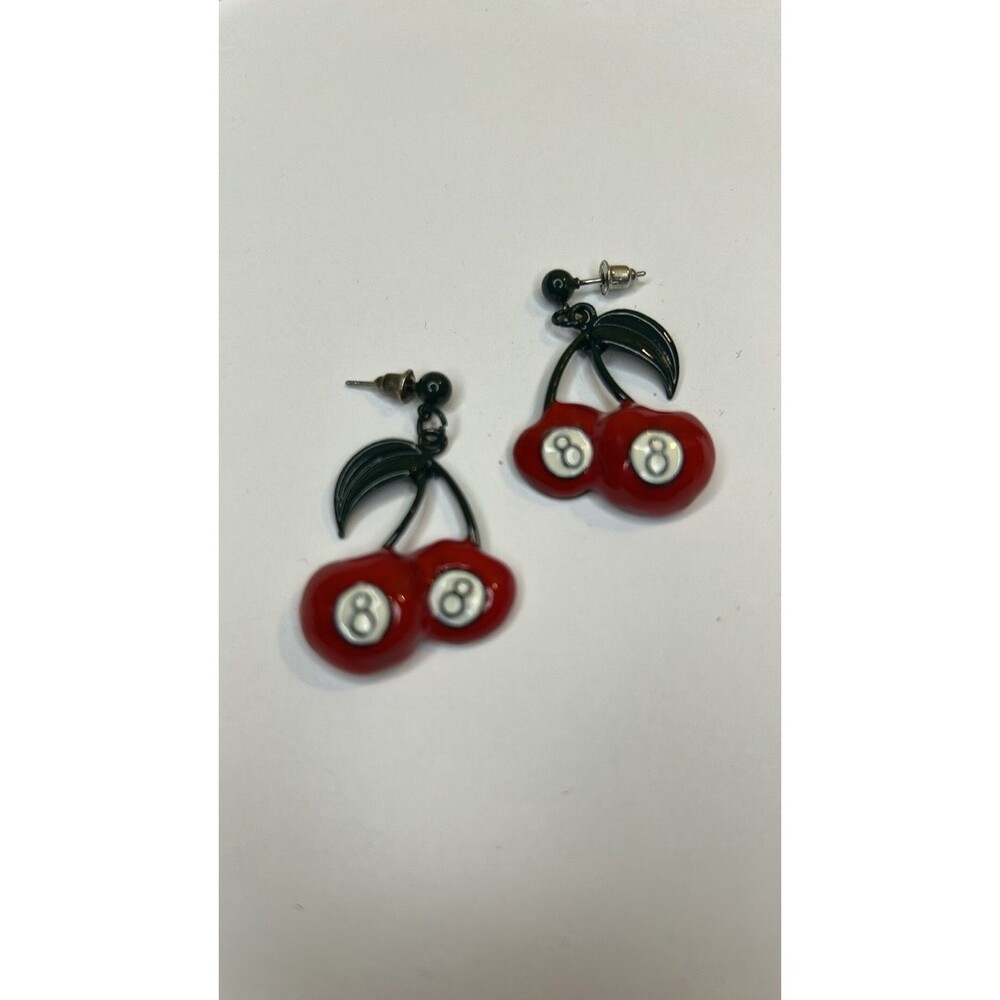 Womens Cherry Earrings Dangle themed Number 8 Pierced Jewelry